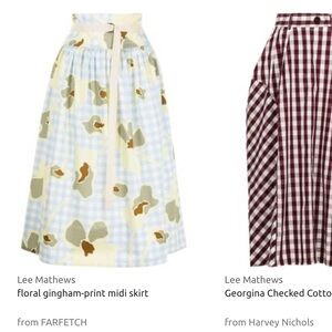 Lee Mathews - Floral gingham-print Midi Skirt size 1